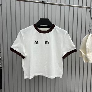 Дизайнерская футболка, летняя укороченная футболка с короткими рукавами, женская футболка, облегающие топы с логотипом контрастного цвета