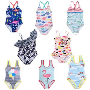 Bebek kız mayo tek parça çocuk tasarımcısı mayolar çocuk bikinis karikatür baskılı yüzme takım elbise kıyafetleri plaj kıyafetleri banyo yaz giyim 3-8 yıl
