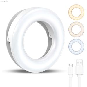 Selfie Lights Taşınabilir LED Selfie Ring Light Flash Cep Telefonu Dizüstü Bilgisayar YouTube için Dolgu Işığı Vide Video USB Şarj Edilebilir Klip Yüzük Lamp240116