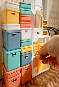 Кухни Play Food 6 шт. Набор 16 или 112 Масштаб Миниатюрный ящик для хранения кукольного домика Мини-контейнер для Барби OB11 Мебель для кукольного дома Ac3749153
