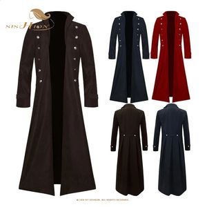 Sishion Uzun Ortaçağ Rönesans Kostümü Gentlememe Coats VD3537 Gotik Steampunk Hendek Vintage Frock Kıyafet Kat Erkekler S-5XL 240117