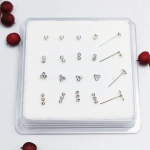 925 Gümüş açık kristal burun deliği damızlığı karışık burun kemiği Hint burun pimi delici takı 20pcs/lot 240117