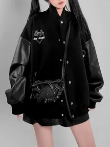 Kadın Ceketleri Kore Harajuku Punk Kadın Yüksek Sokak Siyah Beyzbol Üniforma Ceket Gotik Lolita Ascetic Maiden Gevşek Pamuk