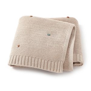 Cotton Knit born Girl Boy Crib Quilt Bedding 90*70CM Fashion Solid Dot Stroller Swaddling Super Soft Cover Plaid 240116