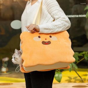 Переноска для собак, сумка для кошек и домашних животных, портативный рюкзак на плечо с рисунком милого печенья в форме животного, осенне-зимний теплый ветрозащитный диагональный рюкзак