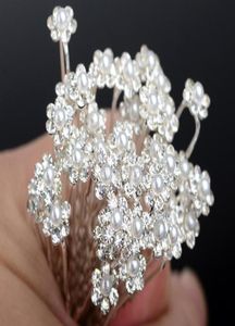 Ucuz Bütün 40 PCS Düğün Aksesuarları Gelin İnci Saçkopları Çiçek Kristal İnci Rhinestone Saç PINS KLİP NEDEN KURULUM