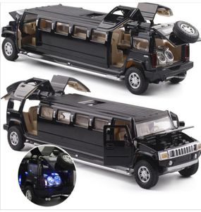 Yüksek Simülasyon 132 Alaşım Hummer Limuzin Metal Diecast Araba Modeli Geri Çeken Müzikal Çocuk Oyuncak Araçları Y2003182067120