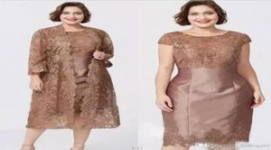 Yeni Özel Yapım Gelin Elbiseleri Anne Takım Dantel Kılıf Kılıf Kepçesi Boyun Saten Diz Uzunluk İki Parça Resmi Akşam Elbisesi BC06309148