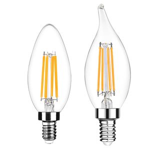 Edison Filament Dimmable LED Mum Lambası 2W 4W 6W E14 E12 LED ampuller Işık E12 E14 E27 Mum Işığı 110V 220V