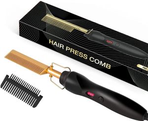 Comb Hair Straightener 2 in1 Fast Heating Straightener And Curling Iron Heated Press Comb Flat Irons Styler Corrugation Tool 240117