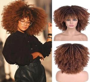 12 renk sentetik saç perukları 40cm 16 inç Afro Kinky Kıvırcık Peruk Beyaz Siyah Kadınlar İçin Gerçek Görünüyor ZHS236844639568