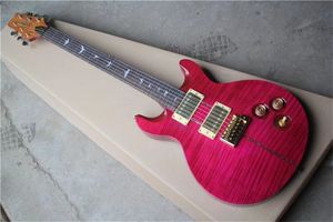 En kaliteli Paul Reed Santana Brezilyalı Yorgan Maple Özel 24 FRETS Kırmızı Elektro Gitar Özel Stok Maun Vücut Gül Klavye