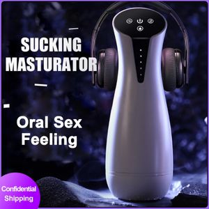 Automatic Sucking Male Masturbator Cup Heated Masturbation Machine Suction Vibrator Blowjob Vagina Adults Sex Toys for Men Goods 240117