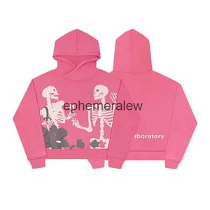 Erkek Hoodies Sweatshirt Trailtsuits Moda Pembe İşlemeli Gül Kafatası Büyük Boyu Hoodie K Y2K Street Harajuku Gevşek Uzun Kollu SweatshirtephePhemeralew