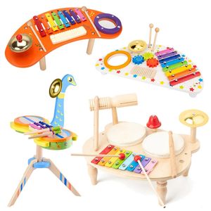 Детские деревянные музыкальные игрушки Монтессори, ударный инструмент, фортепиано, обучающее сенсорное образование для младенцев, 240117