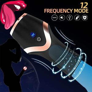 Male Masturbator Sex Toys For Man Automatic Penis Enlarge Pump Delay Trainer Glans Massager 10 Frequency Vibration Adult Goods 240117