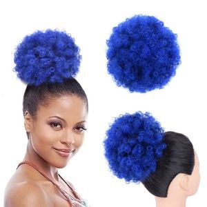 Sentetik Saç Uzantıları Ponytails Afro Puff Kinky Kıvırcık Renkli 1B# T27/613# T24/27# 33# Yüksek Sıcaklık Elyaf 8inch