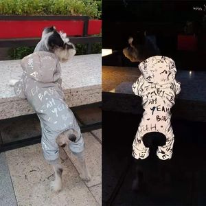 Dog Apparel Reflective Clothing For Pets Warm Letter Printing Silve Color Four-legged Pet Waterproof Small And Medium Winter Jumpsuits