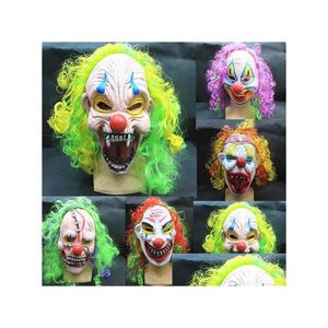 Maschere per feste Maschera spaventosa di Halloween Lattice Divertente Clown Volto ironico Ottobre Spirito Festival Emsion Terrore Masquerade Bambini Adt 20 Pz Drop Dh2Dv