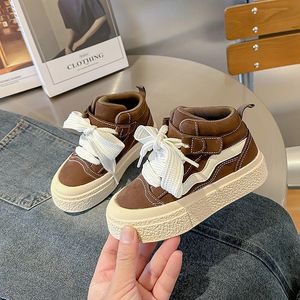 Simple Style Solid Color Boys and Girls Hightop Children's Canvas Shoes Baby Casual Sneakers Children Toddler Shoes 240117