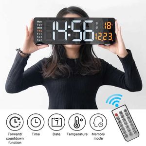 Modern Geometric Plastic Made Digital Wall-Mounted Clock with Remote Control Feature for Adjusting