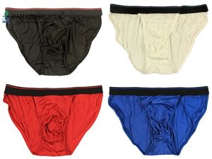 Erkek iç çamaşırı brifingler 4 çift seksi 100 doğal ipek örgü kısa erkekler beden için bikini bikini s m l xl xxl 240117