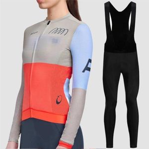 Kadın Bisiklet Jersey Setleri İlkbahar/Sonbahar MAA MAP Kadın Bisiklet Takımı Bisiklet Giysileri Bisiklet Önlük Pantolon Giysileri Uzun Kollu Setler Kadın için Hızlı Kuru Üstler