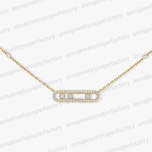 Designer Messik Collection Joias populares de luxo feminino pingente colar S925 prata 18K ouro rosa geométrico deslizante três diamantes colar super premium presente