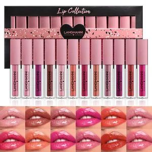 Набор из 12 блесков для губ Lip Glaze Lipstick Глянцевый блеск для губ Подарочный набор