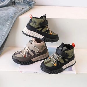 Children's mid top plush hiking shoes 2023 Winter Boys Girls' Thick Sole Comfortable Casual Shoes 415 Years Old 240117