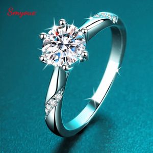 Smyoue D Renk 1-3 Karat Solitaire Nişan Yüzüğü Kadınlar için Köpüklü Laboratuar Grown Diamond Band Ring 925 Gümüş Takı 240117