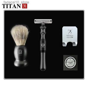 Barbeadores elétricos Titan lâmina de substituição navalha manual barbeador navalha de segurança de borda dupla kit prateleira de sabão de barbear Q240119