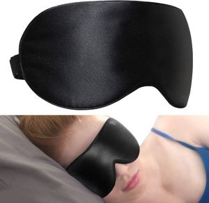 Maschera per gli occhi per uomo e donna in 100% seta di gelso, maschera per dormire leggera, maschera per dormire morbida e liscia, nessuna pressione per un sonno completo, nera