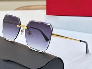 Erkekler ve Kadınlar İçin Moda Güneş Gözlüğü Tasarımcıları 0434 Çerçevesiz Gözlükler Retro Ahşap Tahıl Tapınakları Anti-Ultraviyole Retro Gözlük Çok Renkli Kare Stiller Rastgele Kutu