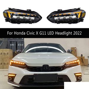 Honda Civic için LED gündüz çalışıyor X G11 Far 2022 DRL Işık Salonu Turn Sinyal Göstergesi Ön lamba 180/240 Turbo Araba Damlası DH7UT