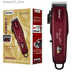 Barbeadores elétricos Kemei Máquina de cortar cabelo recarregável Aparador de cabelo elétrico Barba Profissional Máquina de corte de cabelo para homens Salão Q240119