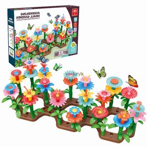 Bloklar 38/76/148pcs/set diy eğitim çiçek aranjman oyuncakları yaratıcı renkli birbirine bağlı bloklar bina kızları için bahçe oyunu bina oyunu