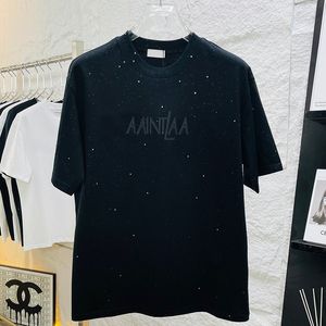 Paris estilo letras impressão glitter noctilucent t designer camiseta primavera verão moda casual skate homens mulheres tshirt 24ss 0119