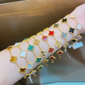 18k Bracelet Classic 4 four Leaf Clover Designer Bracelet White Red Blue Agate Shell Mother-of-pearl Charm Bracelets Gold Plated Wedding Woman Fashion Jewelry