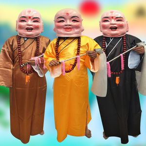 Реквизит Будды, улыбающееся лицо, Архат, Танец Дракона, Лев, Китай, социальный огненный наряд, кукла Майтрейи с большой головой + костюм + бусины