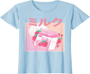 Women039S Tshirt 2021 T Shirt Kadınlar Kawaii Yaz Tops Grafik Tees Fashion Retro 90'lar Japon Çilek Milk Shake Car7870867