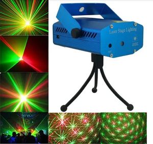 Mini Lazer Aşamalı Işık Işık Işıkları Yıldızlı Gökyüzü Kırmızı Yeşil LED RG Projektör Kapalı Müzik Disco DJ Partisi Box LL ile