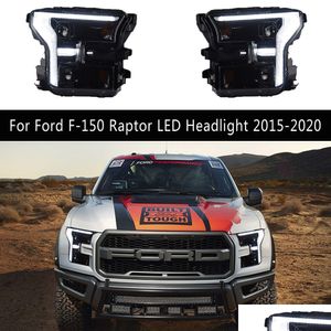 Светодиодные дневные ходовые передние фары для Ford F-150 Raptor, автомобильные фары 15-20, дальний свет, линзы проектора «ангельские глазки», стример, указатель поворота Dhmgo