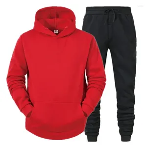 Erkeklerin Trailsuits Erkekler Set Hoodie Pantolon İki Parçalı Sıradan Düz Renk Eşleştirme Moda Spor Giyim Polar Set Terzini