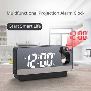 Desk Table Clocks LED Digital Smart Alarm Clock Watch Table Electronic Desktop Clocks USB Wake Up Clock with 180 Time Projector Snooze