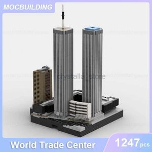 Bloklar Dünya Ticaret Merkezi 1987-2001 Mimarlık Modeli MOC Yapı Blokları Diy Diy montaj tuğlaları Eğitim Oyuncak Hediyeleri 1247pcs 240120
