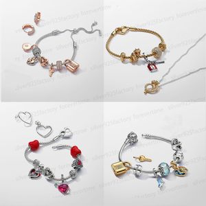 Дизайнерские браслеты для женщин, подарок на День святого Валентина, модные браслеты «сделай сам», серьги-браслеты Pandoras, высококачественный комплект ожерелья, китайские украшения года Дракона с коробкой