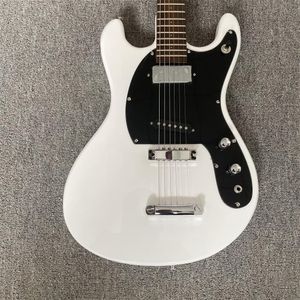 Beyaz Elektro Gitar Tune-Matic Stop Tailpiece, Mini Humbucker Boyun Toplama, Grover Tuner, Black Pickguard