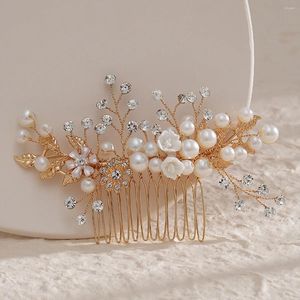 Saç klipleri kızlar tarak düğün aksesuarları çiçek inci saç tokası ekleme yan tiara kadınlar için moda gelin başlık takı