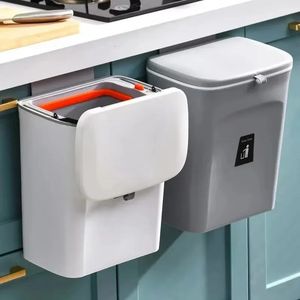 79L Wall Mounted Trash Can Household Galley Waste Bin Hanging Bathroom With Lid Food Garbage Kitchen Accessories 240119